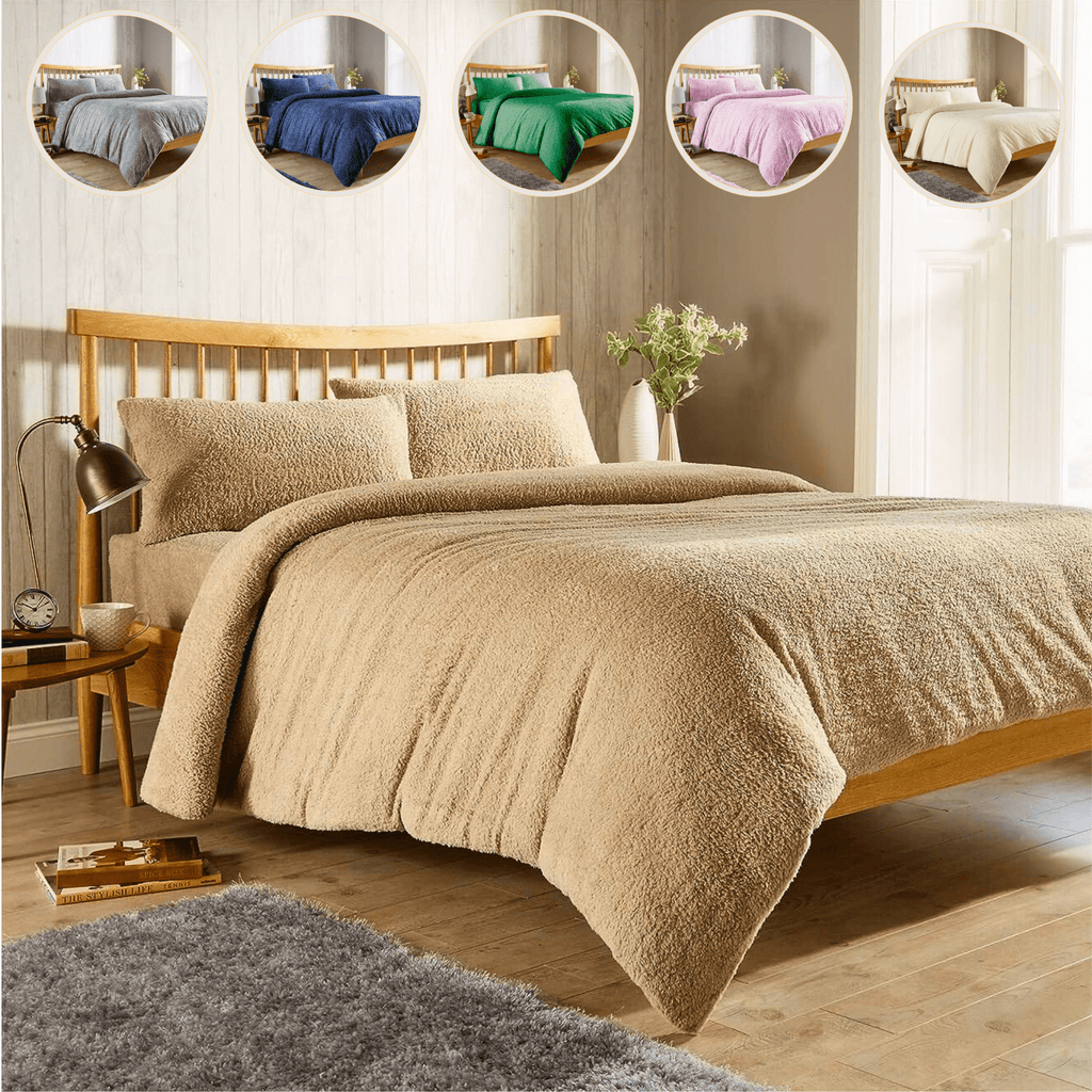 OLIVIA ROCCO Teddy Fleece Duvet Cover Set Premium Plush Ultra Cozy Winter Bedding All Season for Single Double King Super King