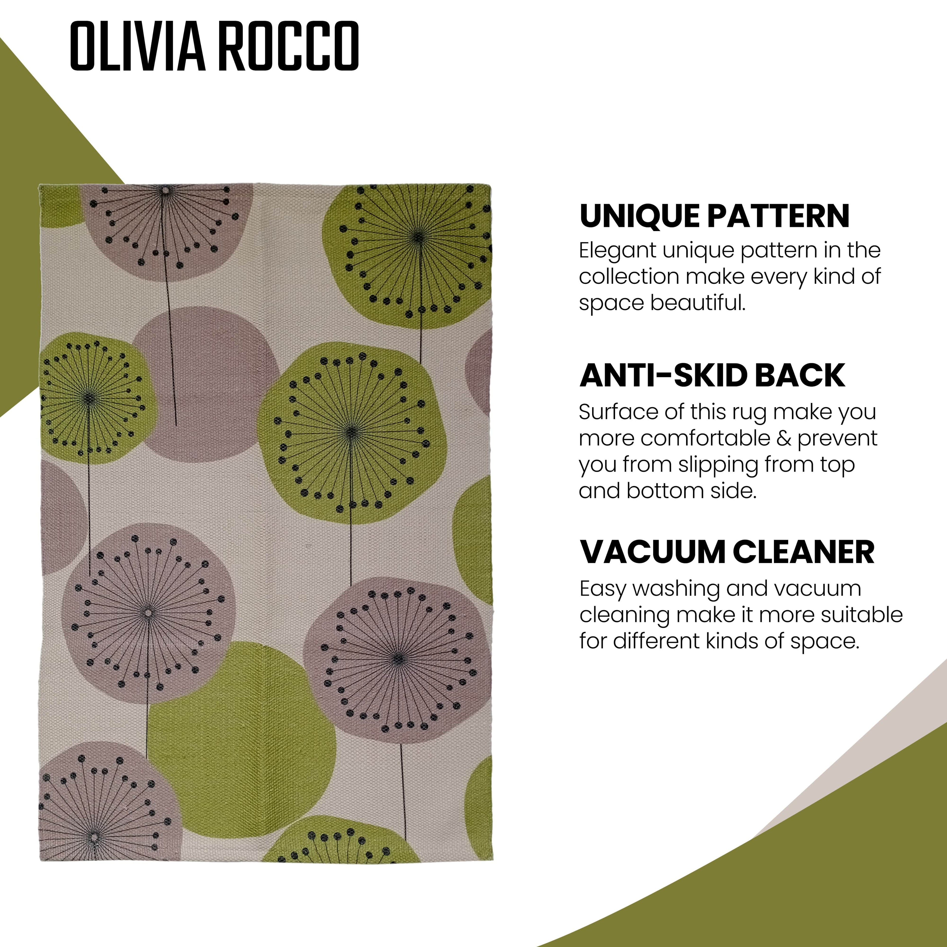 OLIVIA ROCCO Printed Rug Flor Design Modern Non Slip Soft Durable Floor Rug With Flor Color For Living Room Bedroom Office