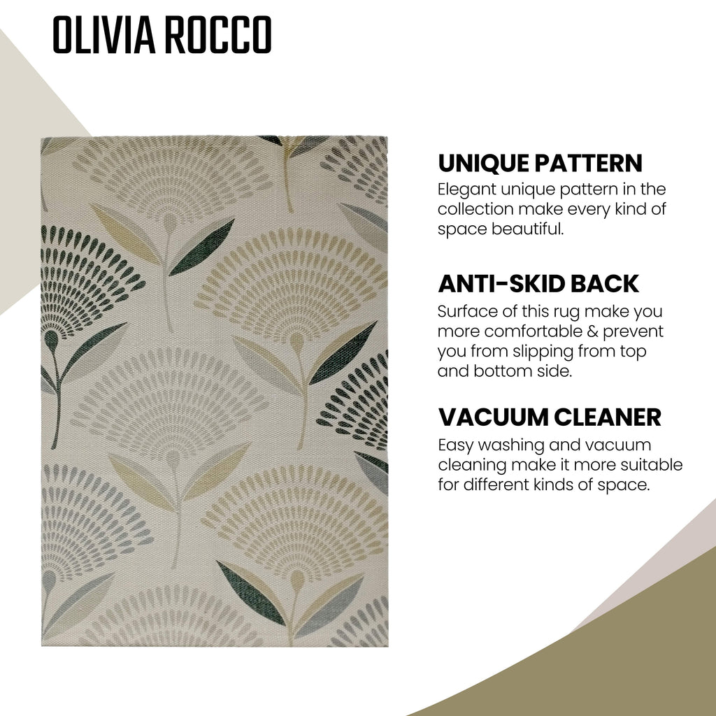 OLIVIA ROCCO Printed Rug Linnea Design Non Slip Soft Durable Floor Rug For Living Room Bedroom Office Linnea Color Premium Quality Construction