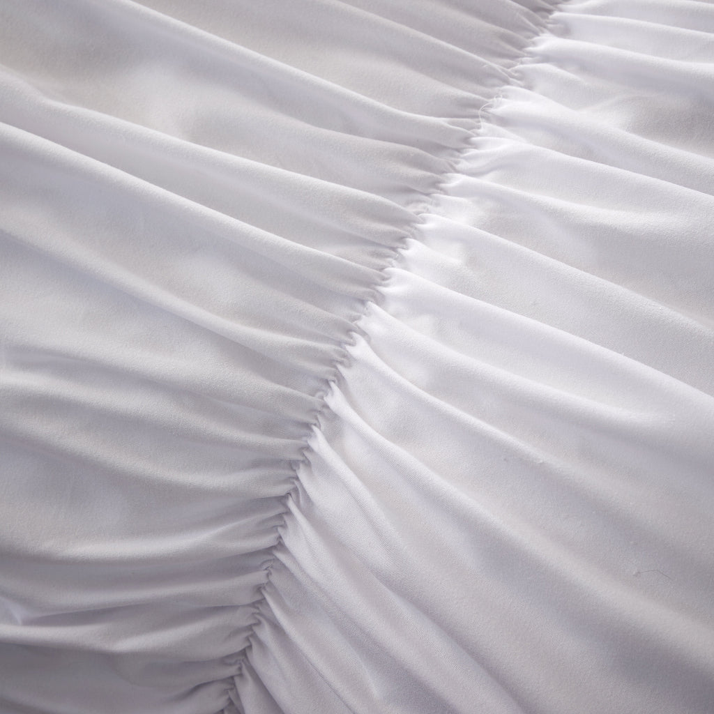 OLIVIA ROCCO Ruched White Microfibre Duvet Cover Set With Pillowcases Ruffle Bedding For Modern Bedrooms Soft Easy Care