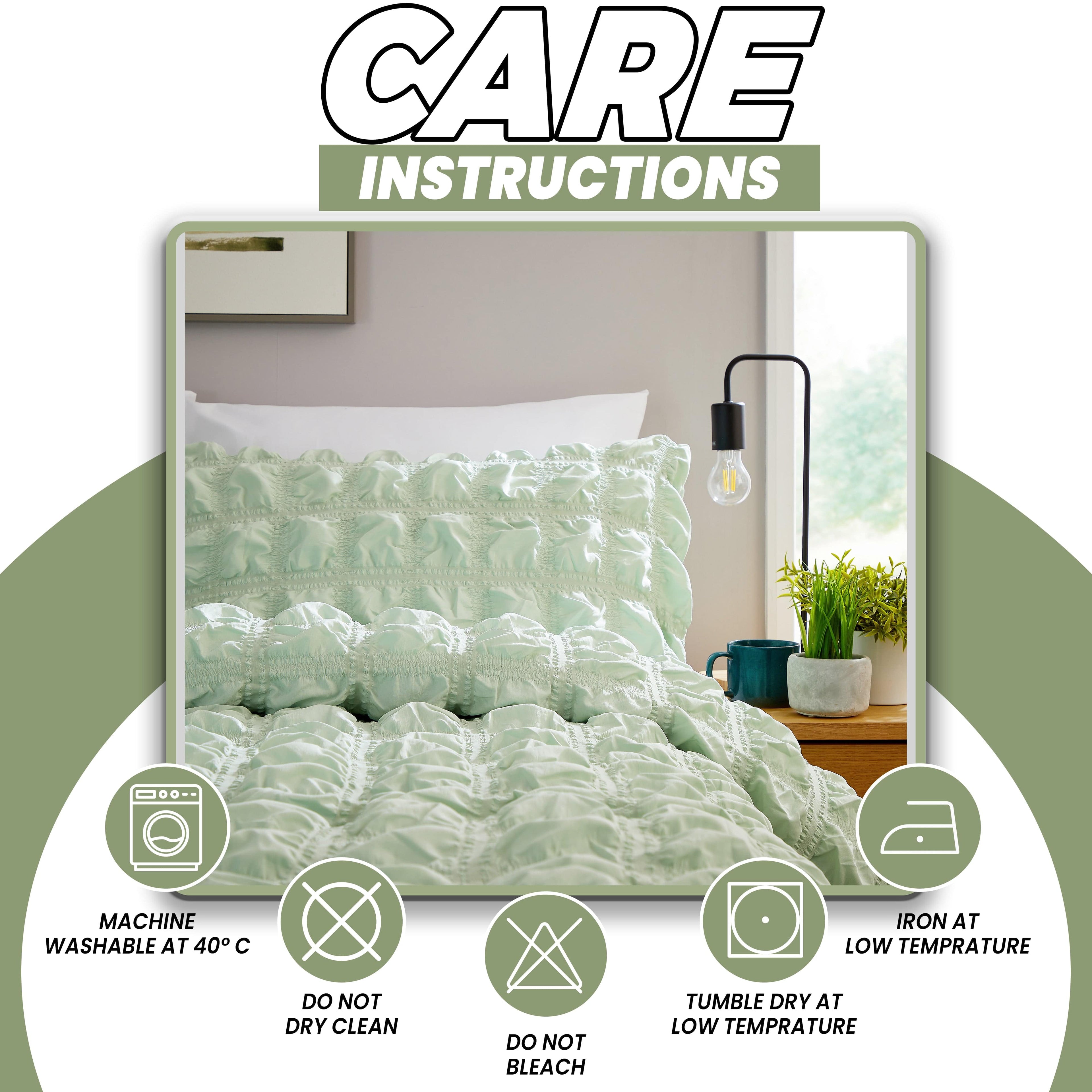 OLIVIA ROCCO Soho Sage Green Microfibre Duvet Cover Set With Pillowcases Quilted Easy Care Bedding Machine Washable