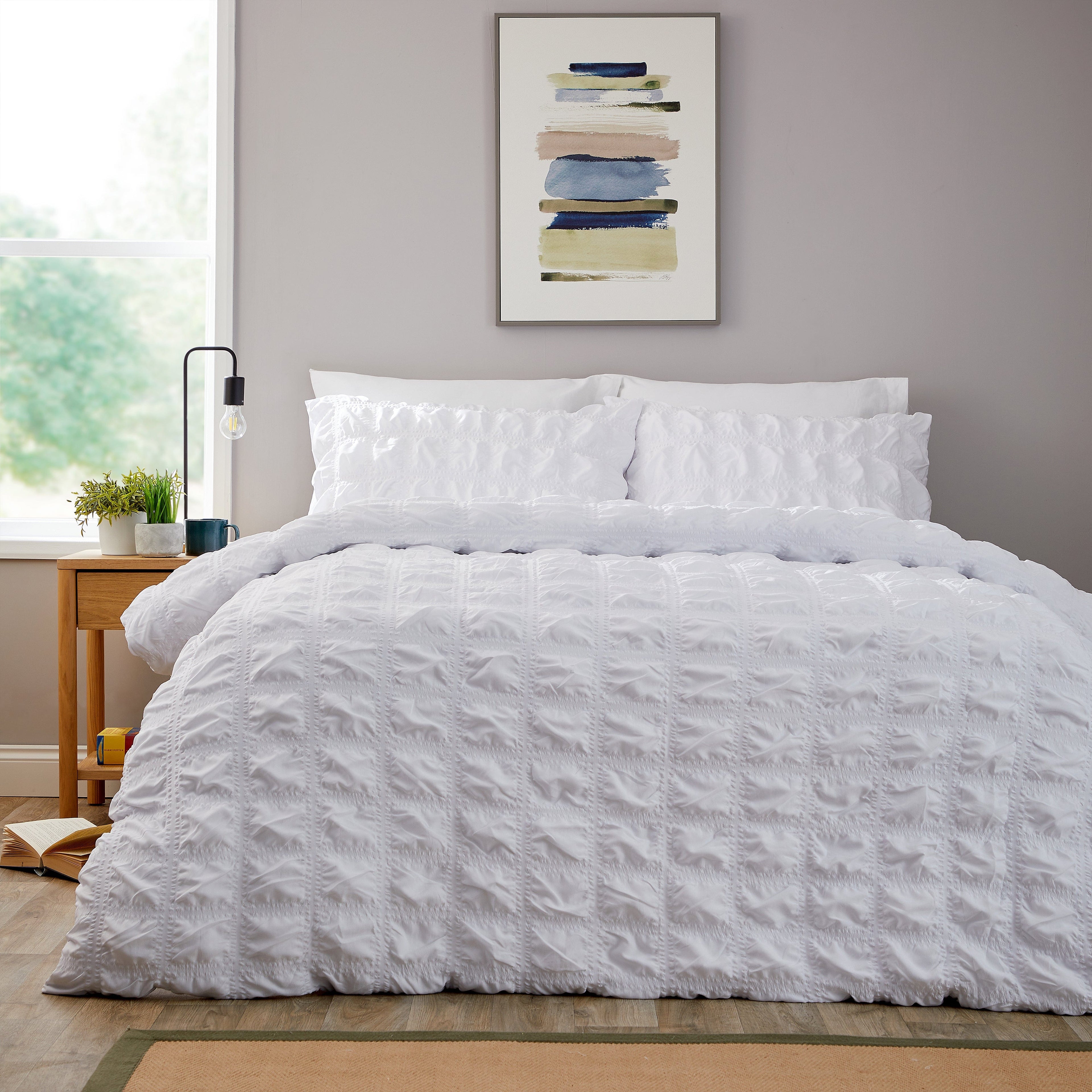OLIVIA ROCCO Textured Pintuck Ruffles Pleated Microfibre Duvet Cover Set With Pillowcases Soft Breathable Easy Care Bedding