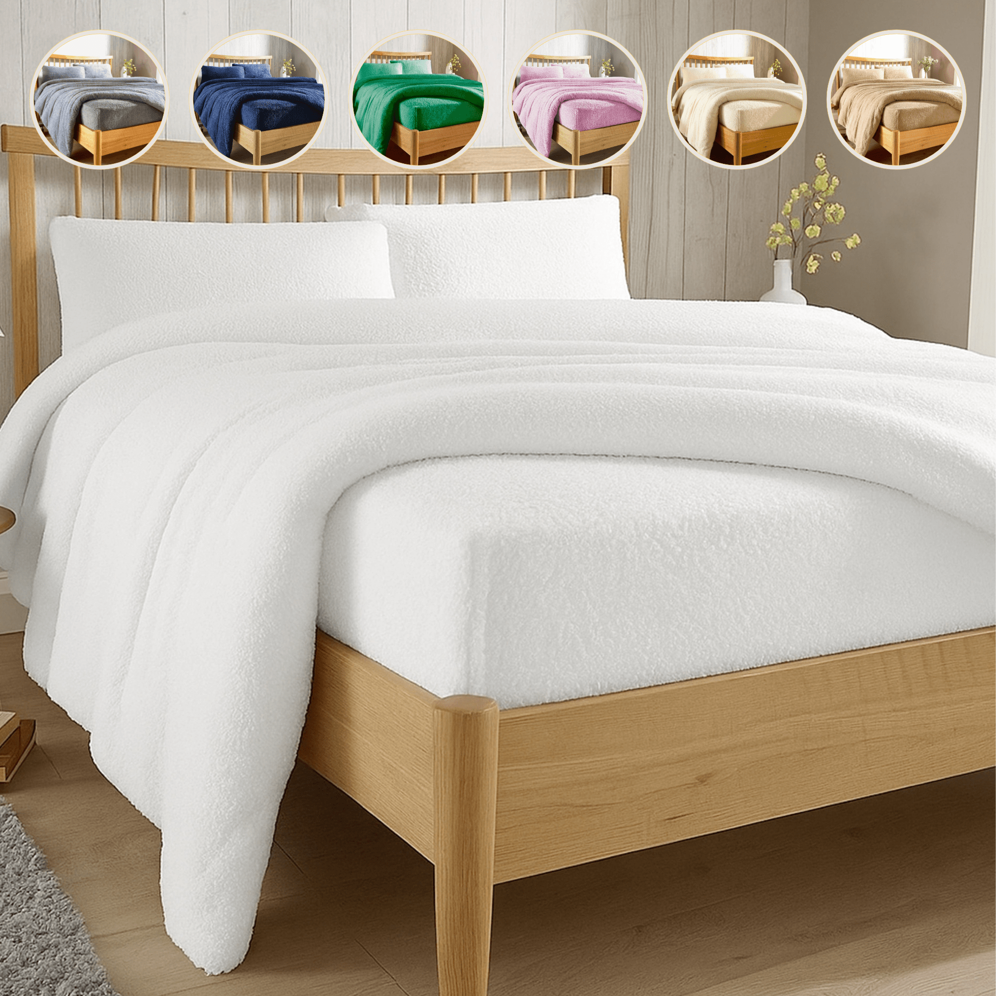 OLIVIA ROCCO Teddy Fleece Extra Deep Fitted Sheet Plush Soft Winter Bedding Snug Elastic Edges Multiple Sizes And Colors