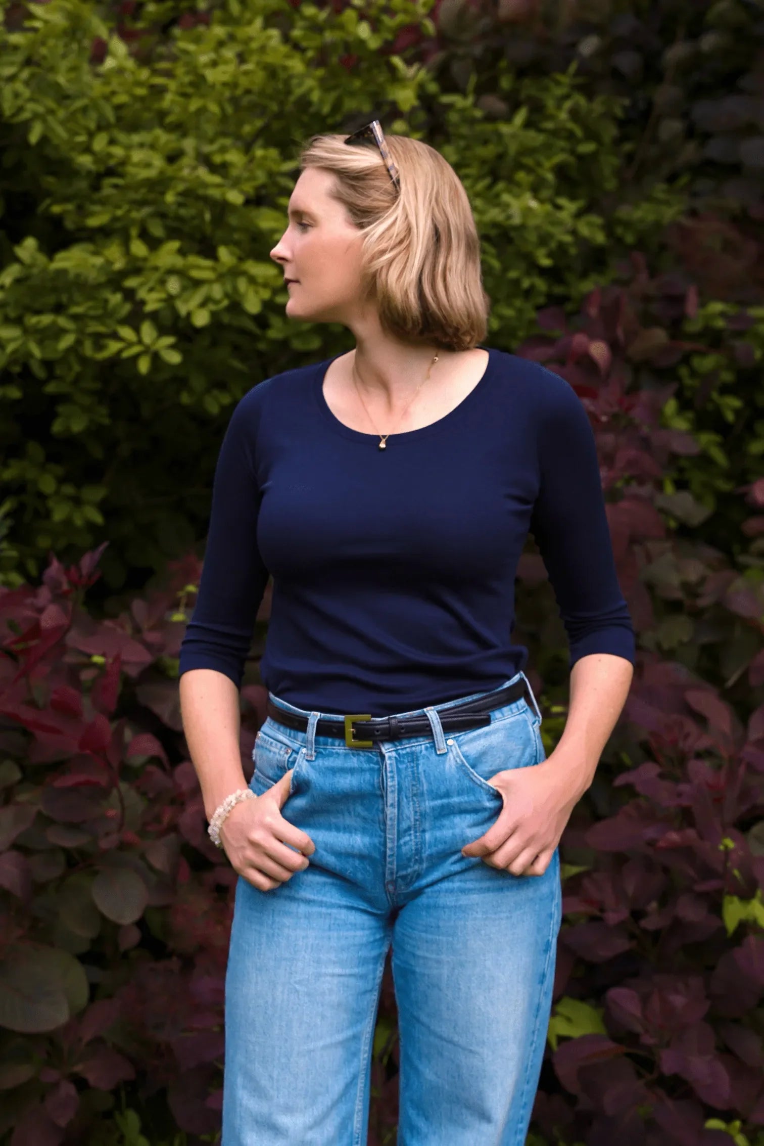 3/4 Sleeve Scoop Neck Cotton Modal Blend T-Shirt